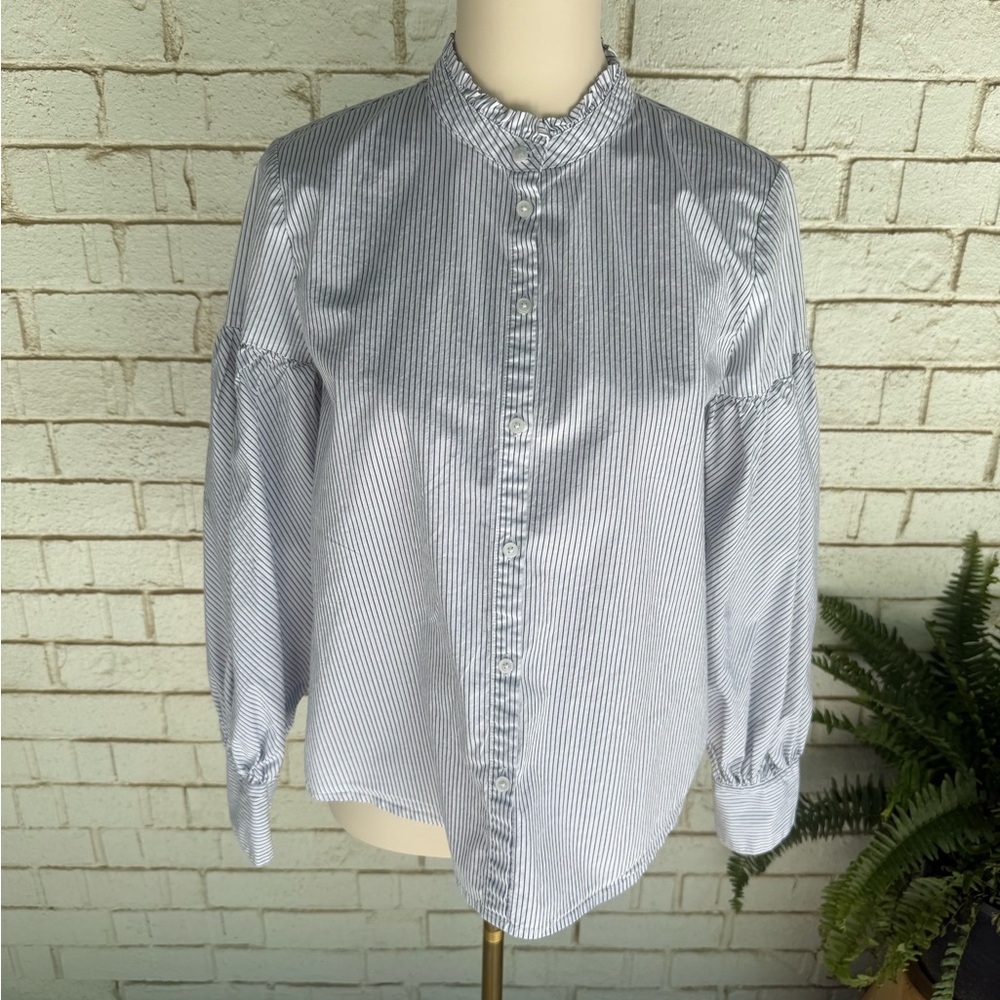 A New Day Striped Button-Up Blouse